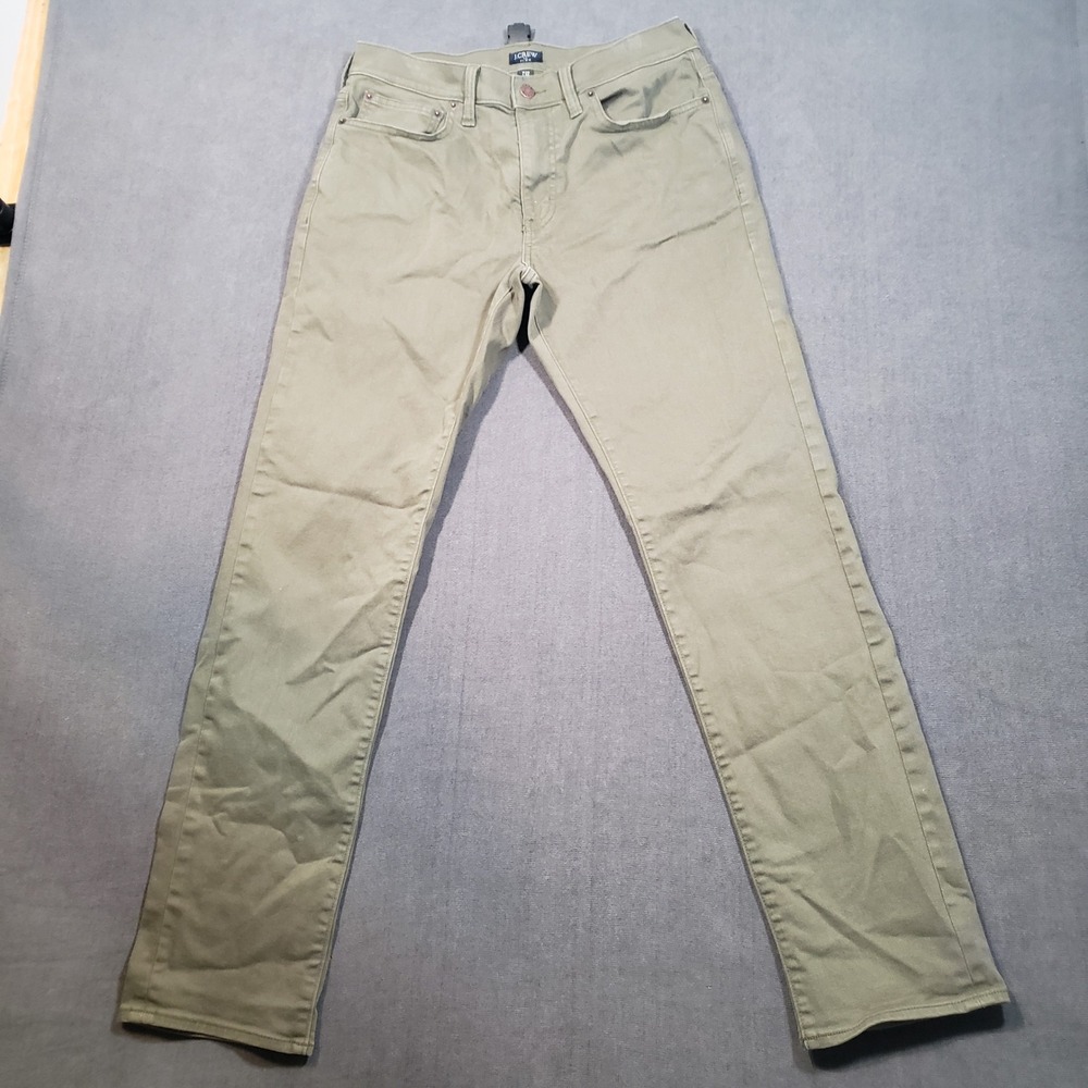 J.Crew Flex Straight Pants Mens 29x32 Olive Green Chino BW460